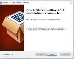Imagem de VirtualBox installer finish screen