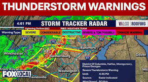 Thunderstorm warnings issued in DC, along with Montgomery, Fairfax and Prince George's counties