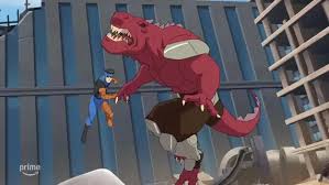 Invencível enfrenta Dinosaurus em cena da 4ª temporada
