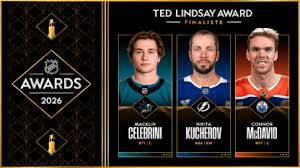 Celebrini, Kucherov, McDavid named Ted Lindsay Award finalists