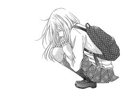 Résultat de recherche d'images pour "manga fille triste noir et blanc"