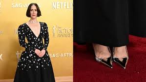 Sarah Paulson Shines at Actor Awards with Metallic Paris Texas Slingbacks and French Girl Hair Transformation