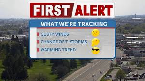 Chance of thunderstorms, gusty winds and seasonal temperatures