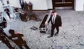 Video shows moment Secret Service officer fired at correspondents’ dinner suspect