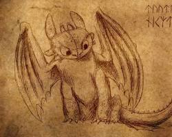 Image of finished Toothless drawing with background