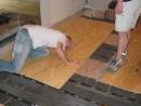 Leveling plywood subfloor