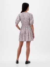 Puff-Sleeve Smocked Mini Dress | Gap
