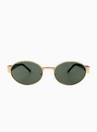 Echo Round Metal Sunglasses – Gold & Green Lens – Otra Eyewear