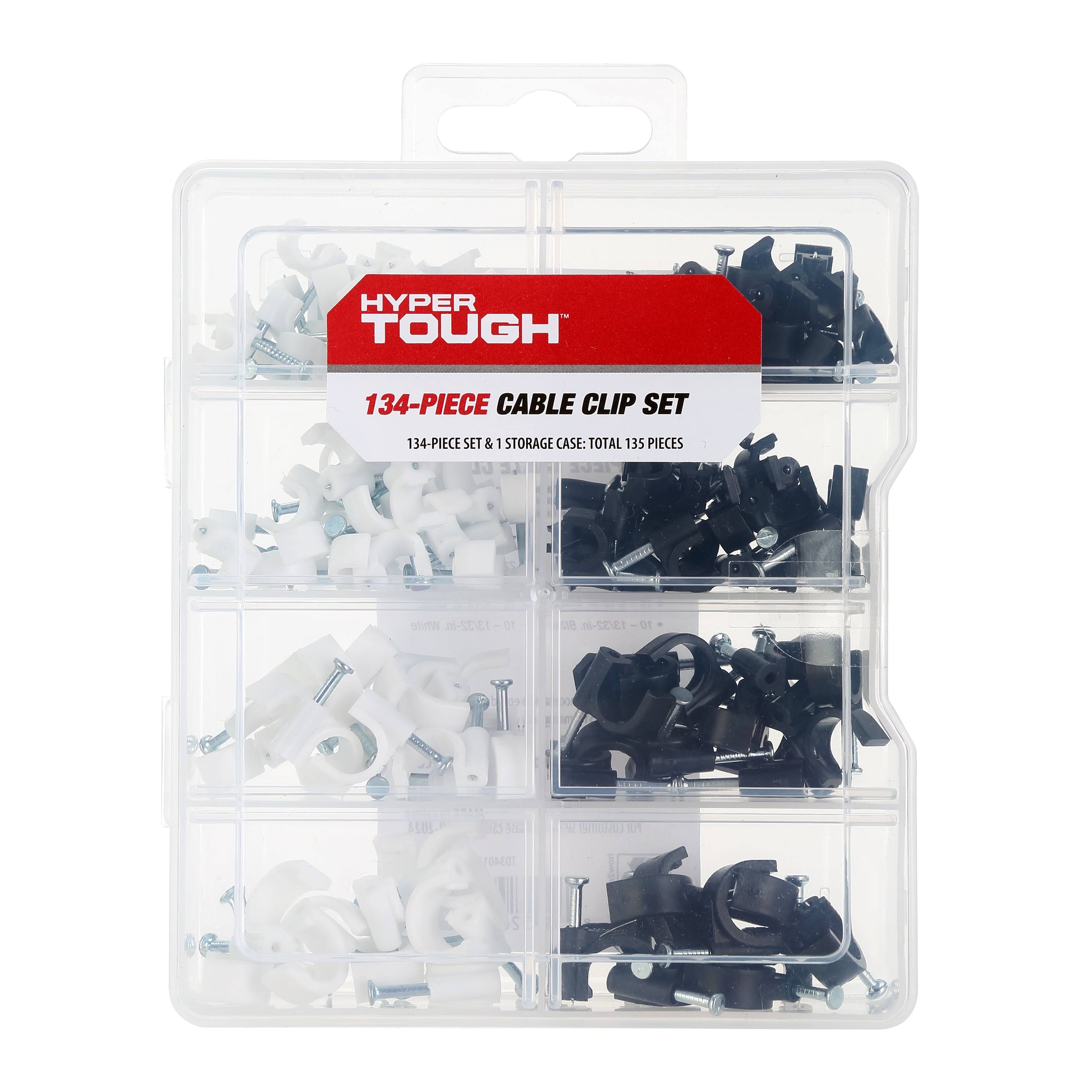 Hyper Tough 134-Piece Polypropylene Cable Clip Set for Wood and Masonry