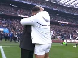 Entire crowd erupts as Lewis Moody hugged by England star in stunning moment