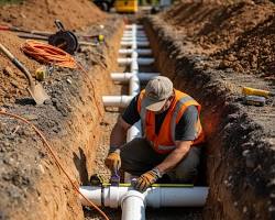 professional pipeline underground drainage installation modern equipment civil engineering، من إنشاء الذكاء الاصطناعي