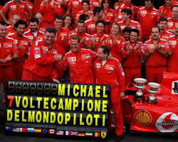 Image of Michael Schumacher celebrating his 7th F1 championship