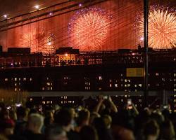 Image of Pier 17 with fireworks