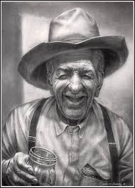 An old cowboy sat down at the Starbucks and ordered a cup of coffee. As he sat sipping his coffee, a young woman sat down next to him. - old-cowboy