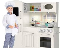 Image of child cooking in a play kitchen