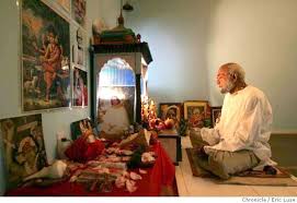 Image result for images of performing puja by man in puja room in house