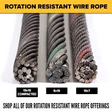 5/8" 8x19 Spin-Resistant Wire Rope - 41,200 lbs. BS