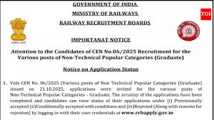 RRB NTPC Graduate application status 2026 released for 5810 posts, check CEN 06/2025 details here