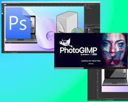 Gambar Adobe Photoshop and GIMP interfaces