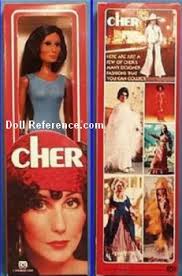 62403) 3rd Cher doll 1981. Mego (No. 62403) 3rd Cher doll 1981. Very thin vinyl doll body, with long black rooted hair, wearing a blue, yellow or red nylon ... - mego_cher_blue76