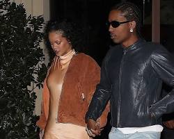 Rihanna wearing Italian leather