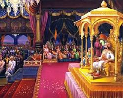 Image of Shivaji Maharaj coronation at Raigad Fort