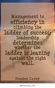 Inspirational quotes - Management is efficiency in climbing the ... via Relatably.com