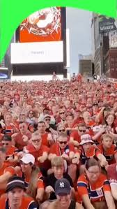 Norway fans take over Times Square and perform mass Viking row