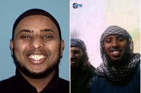 Left: Cabdulaahi Ahmed Faarax (Abdullah al Amriki), from the FBI&#39;s website. Right: Faarax [right] with Omar Hammami [left], from a posting at a jihadist ... - OH_site_FBI303