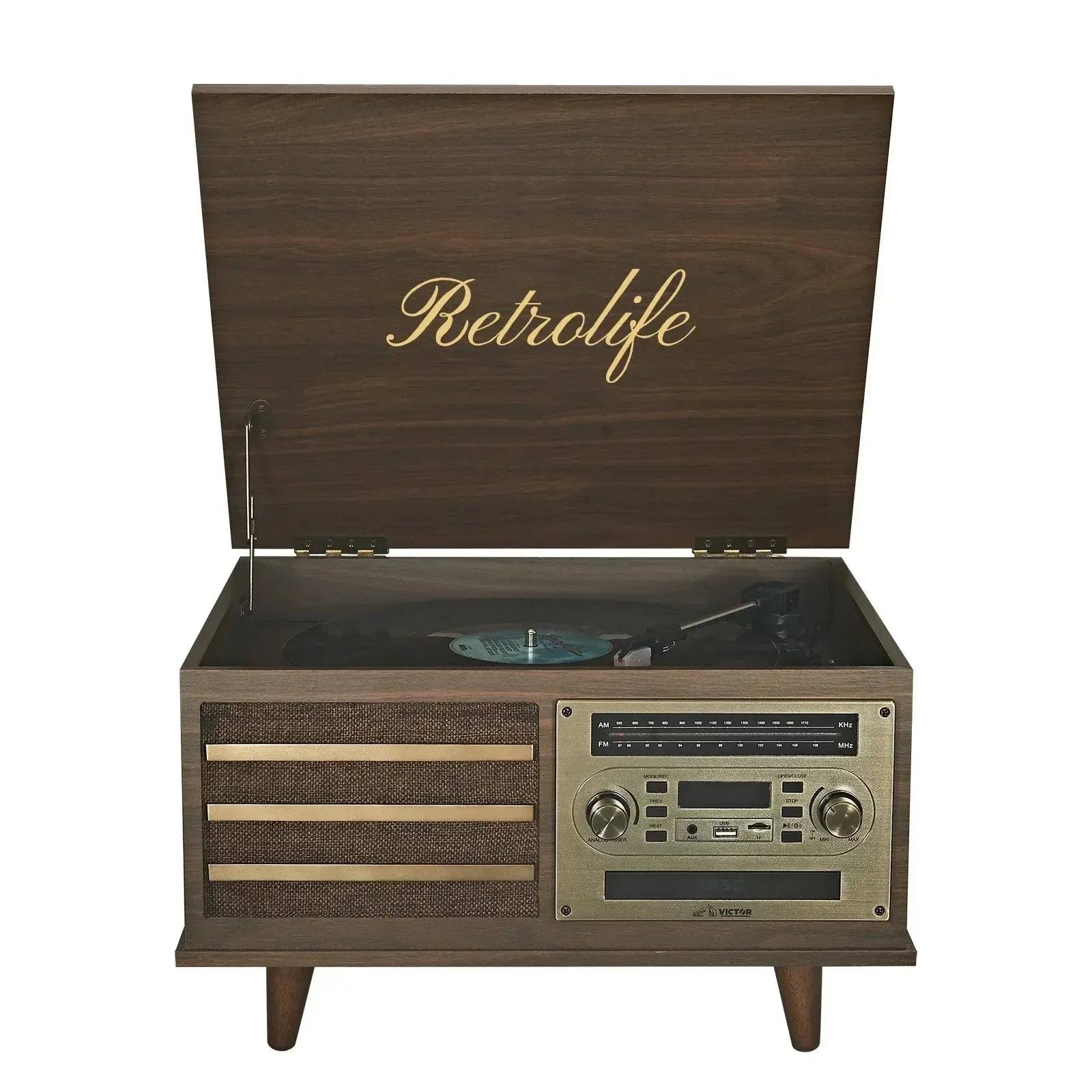 Retrolife Bluetooth in&Out Record Player with Built-in Speakers