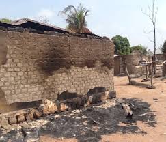 Image result for photos of houses destroyed in benue by cultists