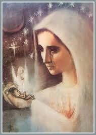 Miss Lee Tidwell, an American artist, was inspired to paint this beautiful depiction of our Blessed Mother grieving over the millions of aborted babies. - preborn