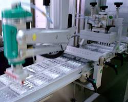 Image of automated pharmaceutical manufacturing line