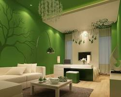 Image of Ruang tamu dengan kombinasi warna coklat dan hijau