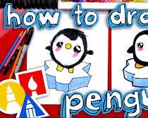 Image of penguin drawing in a cartoon style