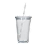 Tumbler glass with straw