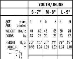 Image of Hockey shin guard size chart