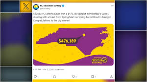 Raleigh Lottery Player Wins Cash 5 Jackpot of Over $476,000