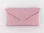 Pink suede clutch bag