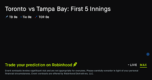 August 19, 2026: Toronto vs Tampa Bay: First 5 Innings Baseball Prediction Market