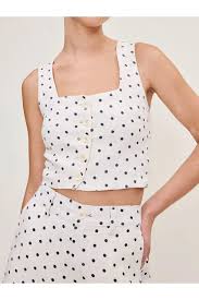 Dl1961 Lizzie Polka Dot Cropped Top In Red - 25% Off | Editorialist