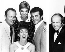 Carol Burnett Show 1967 TV series cast Carol Burnett Harvey Korman Vicki Lawrence Lyle Waggoner Tim Conway comedy sketches 1960s 1970s CBS television stills curtain opening Bob Mackie costumes, AI generated