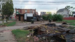 Storm damage and fallen trees after an EF1 tornado in Columbus Ohio