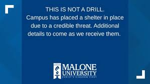 'THIS IS NOT A DRILL': Shelter-in-place at Malone University in Canton: What we know