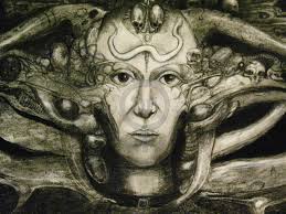 I salute you, Hans Rudolf Giger. You are a freakin&#39; genius. Gigeresque Self-Portrait, charchoal and conte crayons. Drawing II Spring 2010 - gigerval-copy