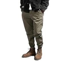 men Retro Heavyweight Woven Tooling Ankle-tied Pants Men's Cotton Washed Casual Elastic Waist Trousers - Product from Amazon.com