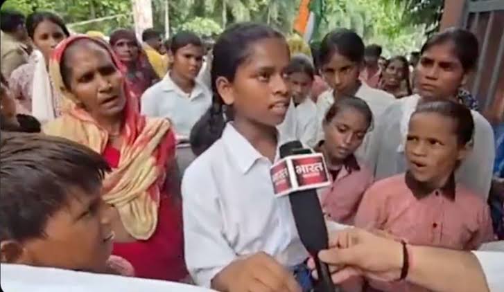 Gen Alpha students in Uttar Pradesh march to DM's office demanding paved road to school; police try to stop them