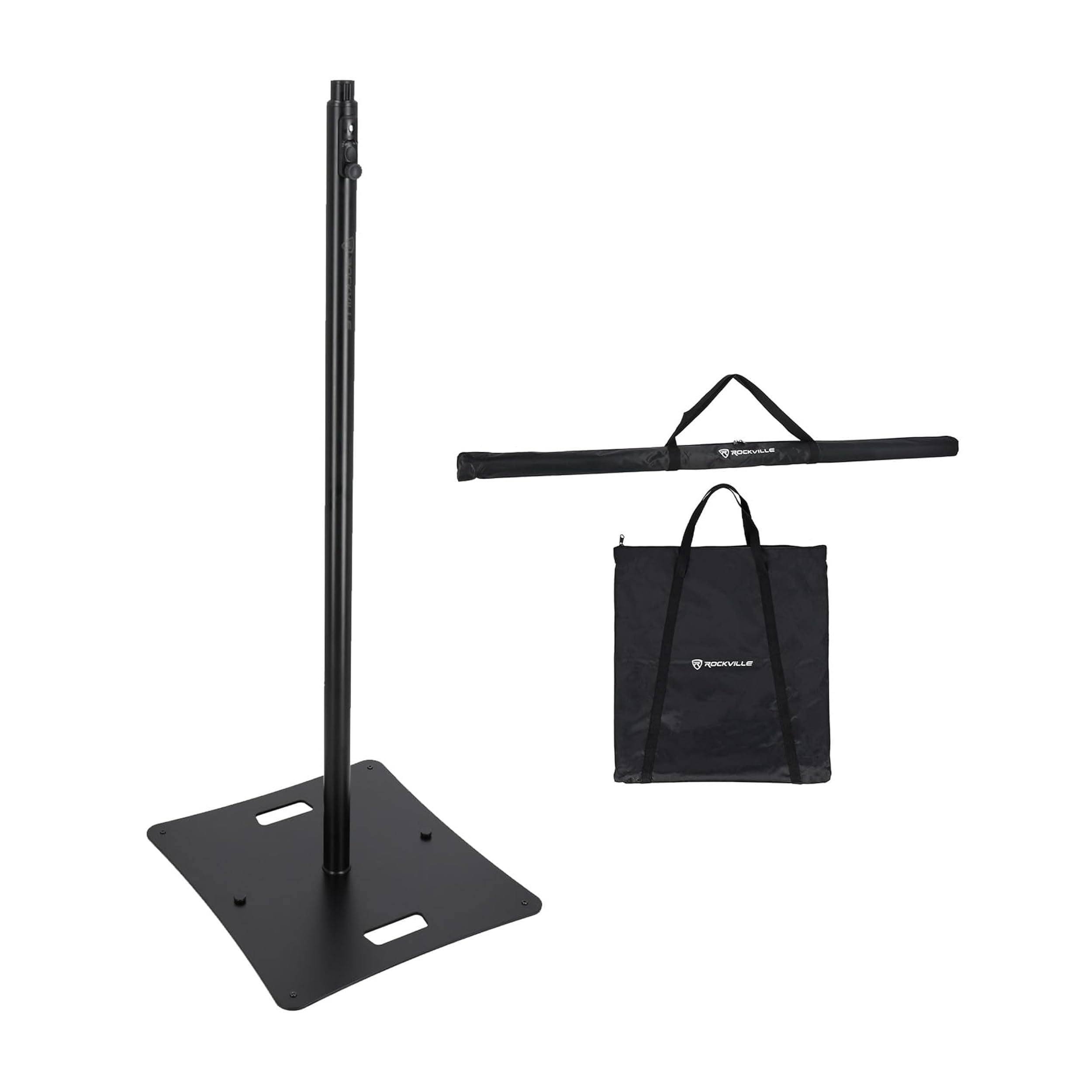 Rockville RLF2 BLACK 10 Foot Solid Base Speaker/Lighting/Projector DJ Stand+Bag