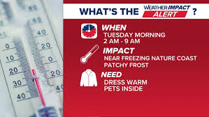 Weather Impact Alert: Another blast of cold air on the way Tuesday for Tampa Bay