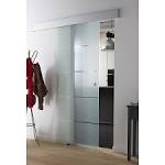 Porte coulissante aluminium gris fonc, verre tremp. - Leroy Merlin